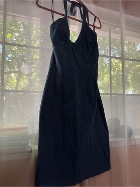 Guess Dark Navy Halter Denim Mini Dress